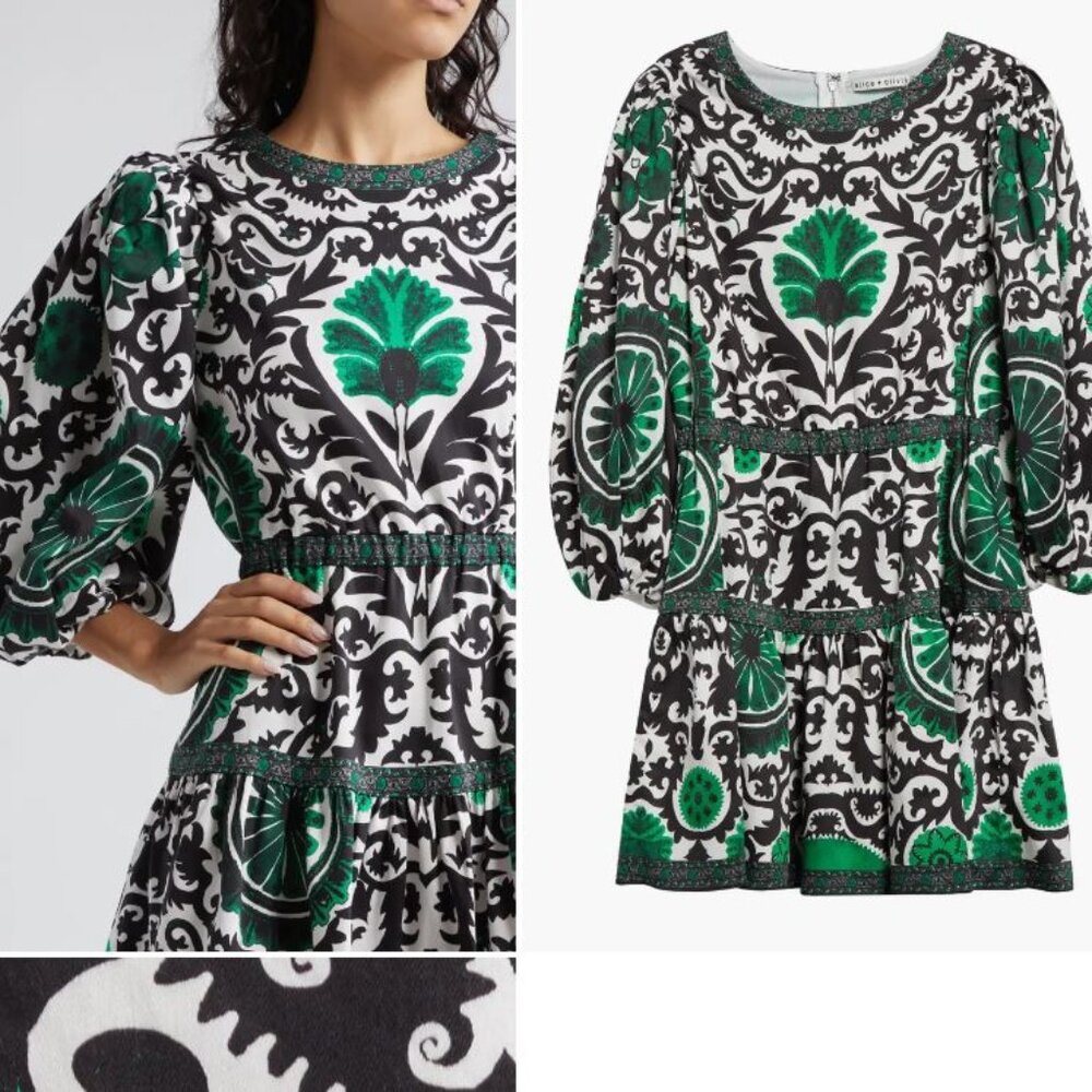 Shayla Pleated Long Sleeve Tiered Dress
